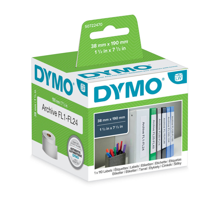 Etykiety DYMO 190x38mm S0722470 99018 białe na segregator 