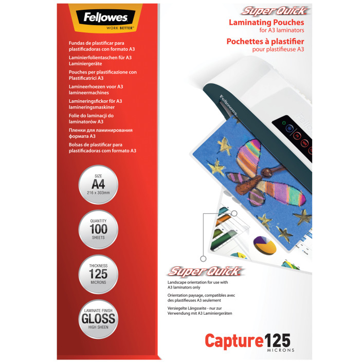 Folia do laminacji FELLOWES SUPER QUICK 125mic. A4 100ark. (1)