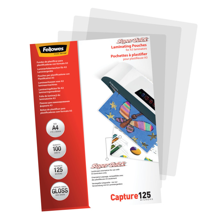Folia do laminacji FELLOWES SUPER QUICK 125mic. A4 100ark. (2)