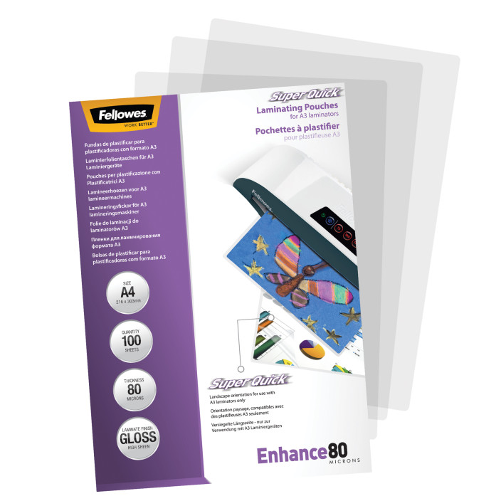 Folia do laminacji FELLOWES SUPER QUICK 80mic. A4 100ark. (2)