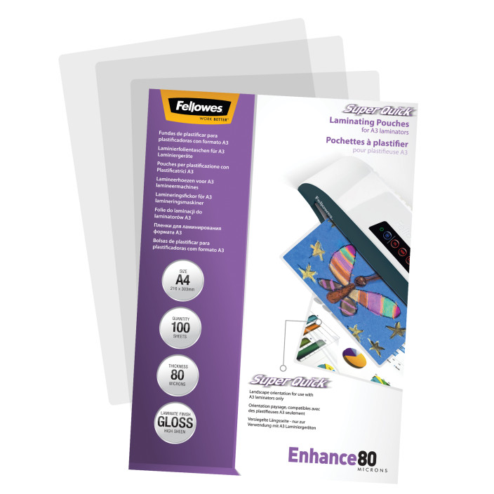 Folia do laminacji FELLOWES SUPER QUICK 80mic. A4 100ark. (4)