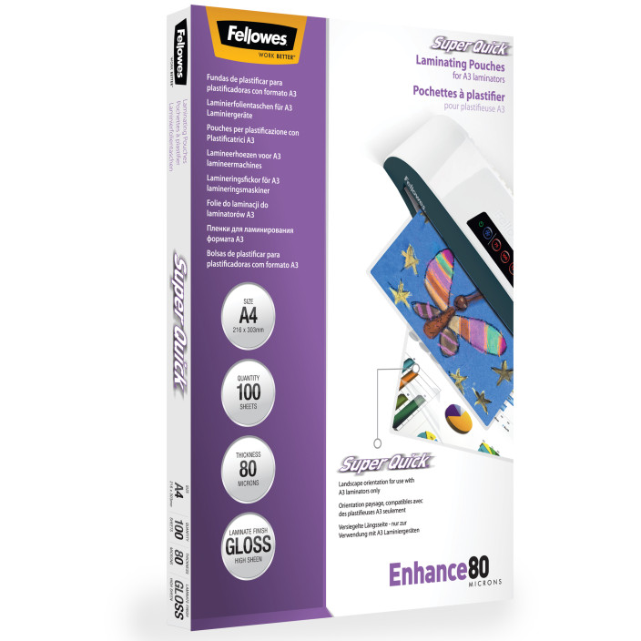 Folia do laminacji FELLOWES SUPER QUICK 80mic. A4 100ark. (5)