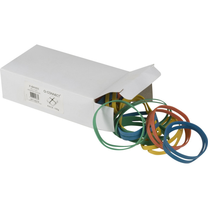 Gumki recepturki Q-CONNECT krzyżowe średnica 100mm 100g mix kolorów (3)