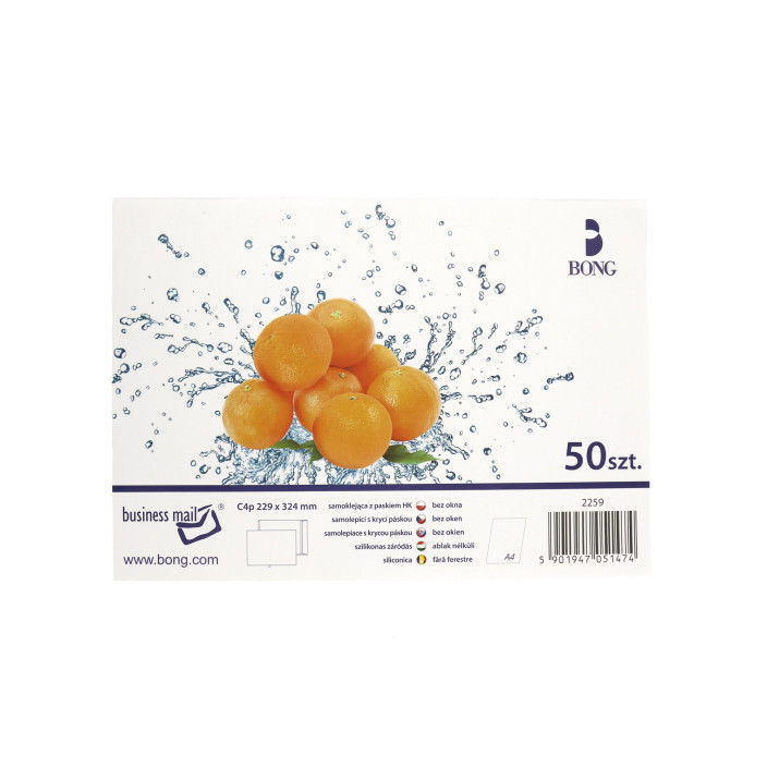 Koperta C4 229x324 HK z paskiem biała 50szt.