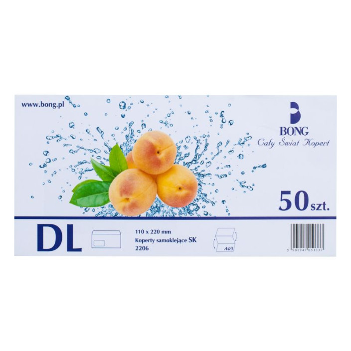 Koperta DL 110x220 SK biała okno lewe 50szt.