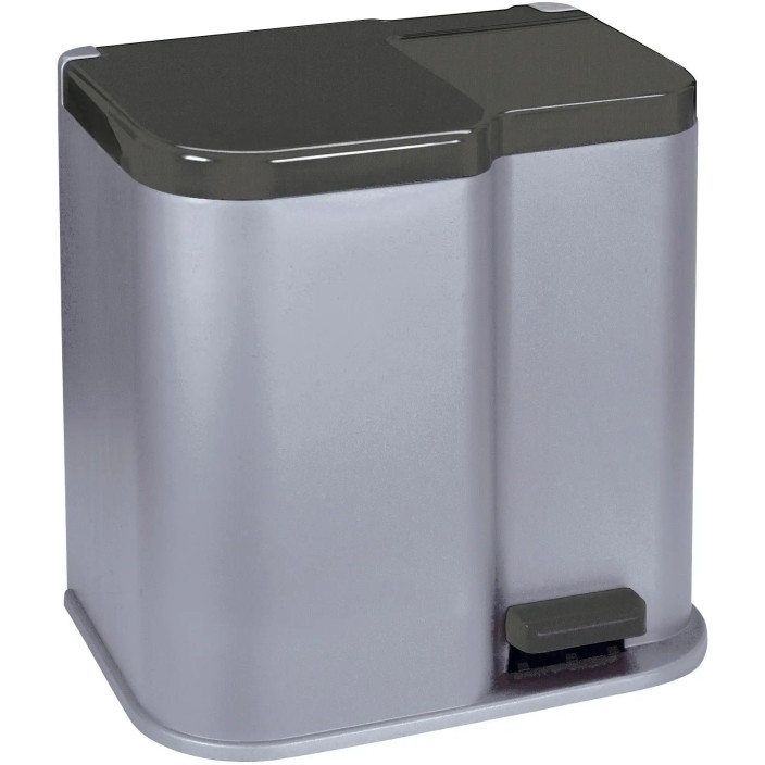 Kosz do segregacji CURVER DUO srebrny podwójny 15+7l