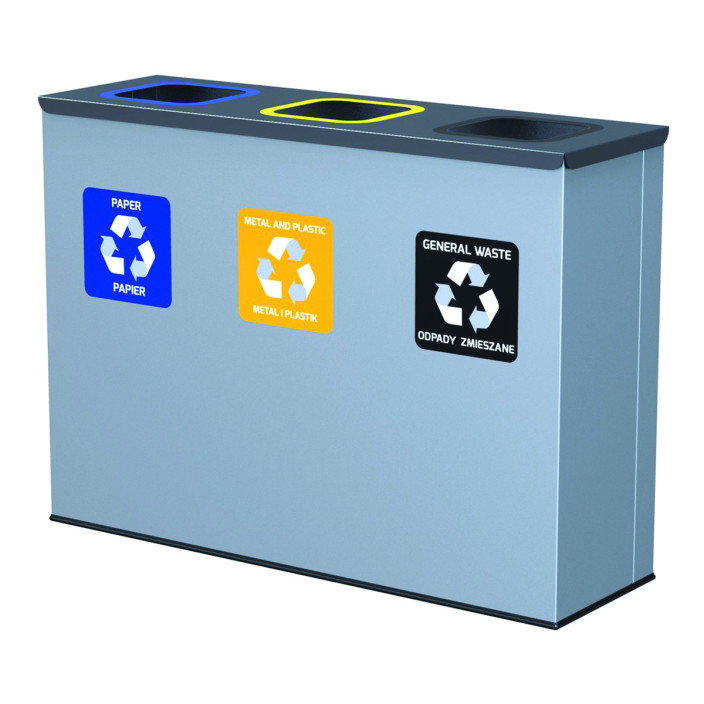Kosz na śmieci ALDA EKO STATION do segregacji 3x60l szary