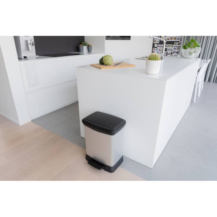 Kosz na śmieci CURVER DECO BIN prostokątny srebrny 30l