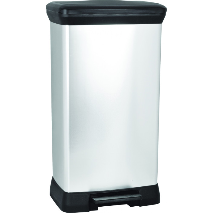 Kosz na śmieci CURVER DECO BIN prostokątny srebrny 50l