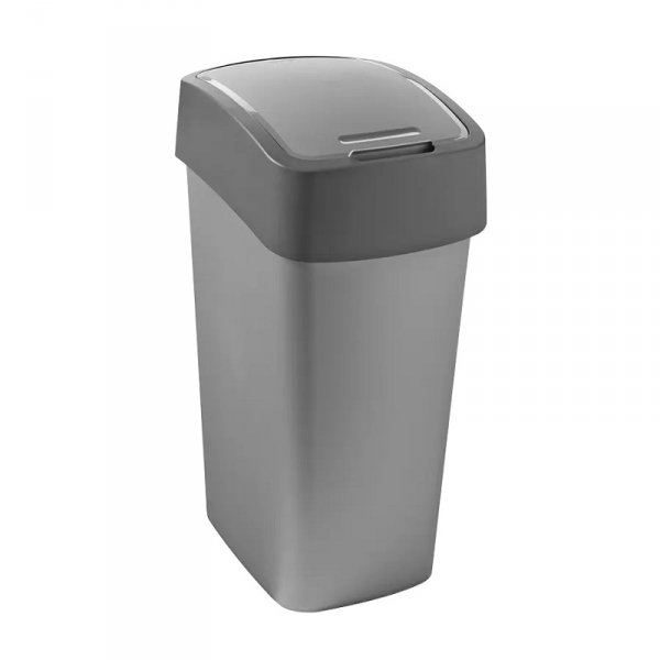 Kosz na śmieci CURVER Flip Bin srebrno-grafitowy 45l