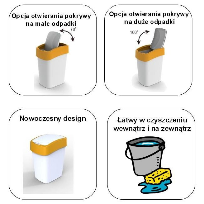 Kosz na śmieci CURVER Flip Bin szary 25l