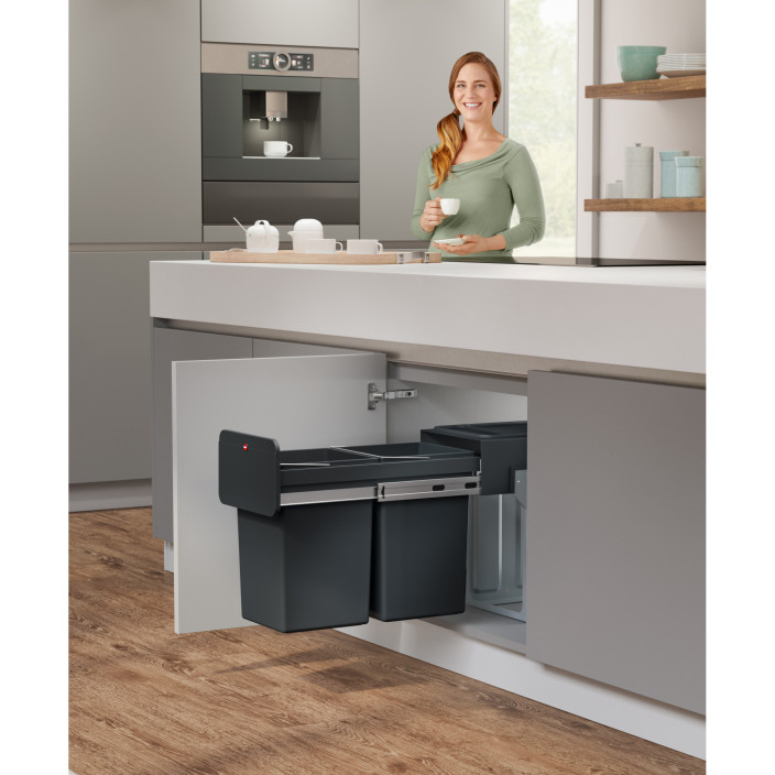 Kosz na śmieci HAILO L EcoLine Design czarny 2x14l