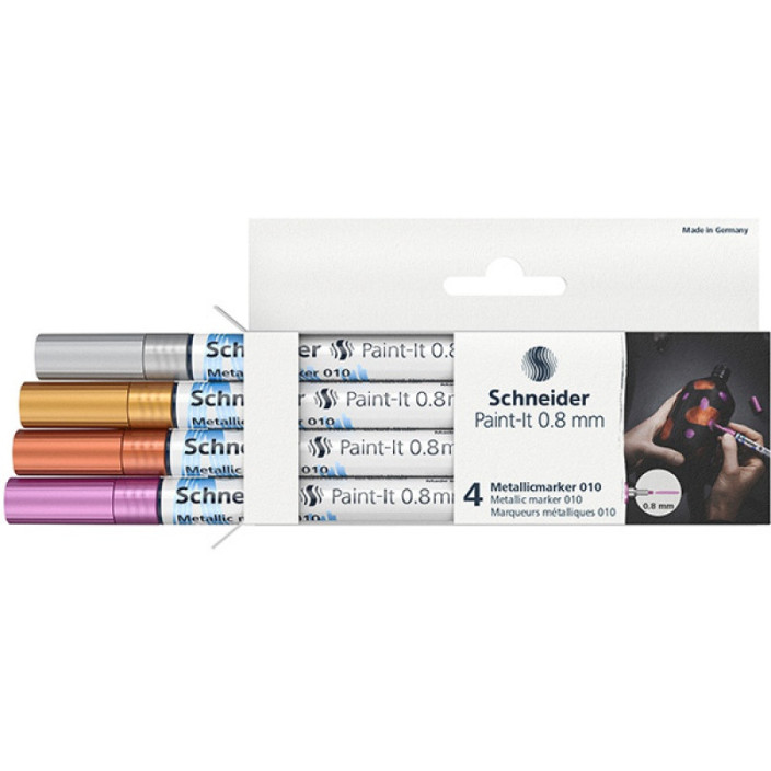 Marker akrylowy SCHNEIDER Paint-it A 0,8 mm 4 szt. metaliczny