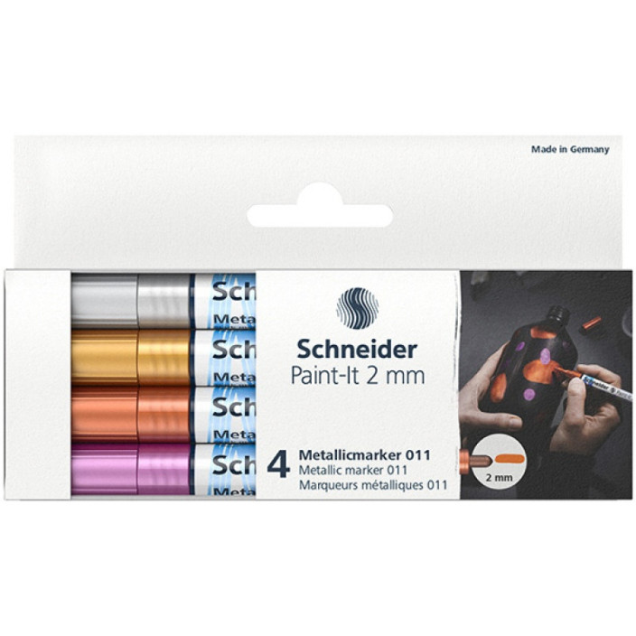 Marker akrylowy SCHNEIDER Paint-it A 2 mm 4 szt. metaliczny 