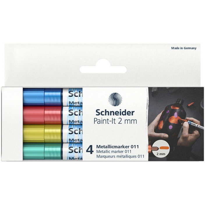 Marker akrylowy SCHNEIDER Paint-it A 2 mm 4 szt. metaliczny 
