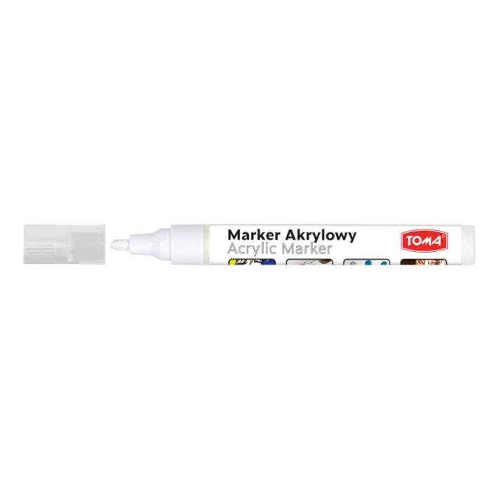 Marker akrylowy TOMA ścięty 2-5mm biały