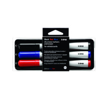 Marker BI-OFFICE suchościeralny kpl. 3 sztuki + gąbka