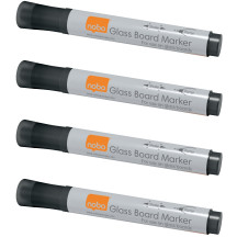 Marker do tablic szklanych NOBO czarny kpl. 4szt.