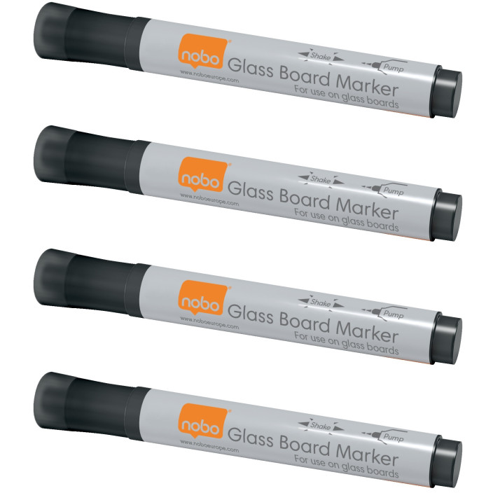 Marker do tablic szklanych NOBO czarny kpl. 4szt.