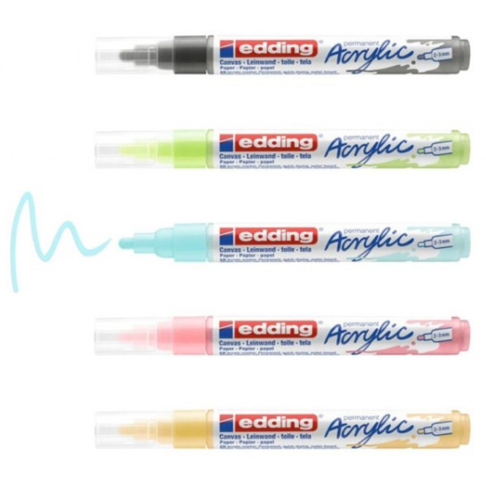 Marker EDDING akrylowy 5100 okrągły 2-3mm mix pastelowych kolorów 5szt.