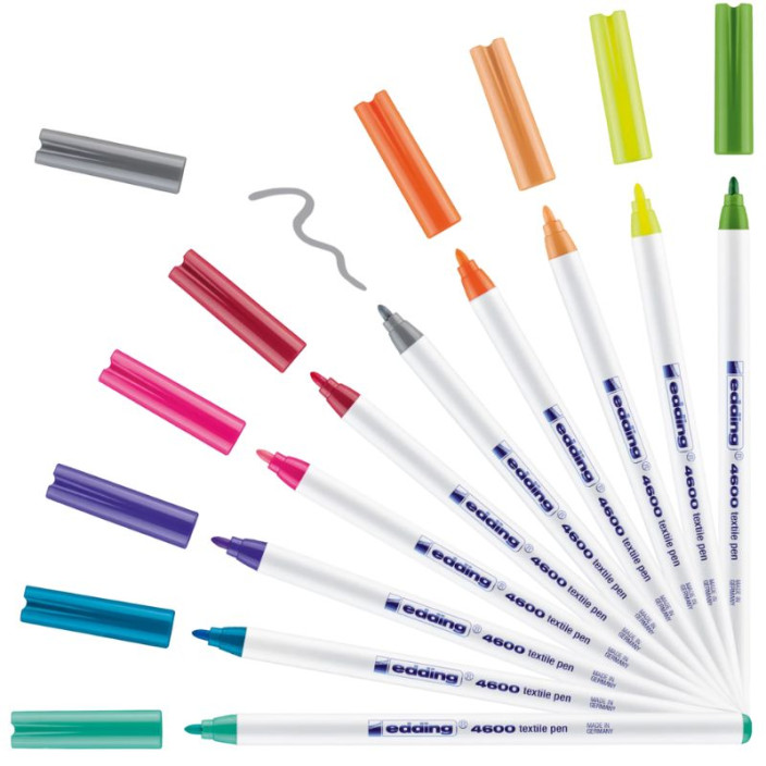 Marker EDDING do tekstyliów 4600 okrągły 1mm mix chłodnych kolorów 10szt. (14)