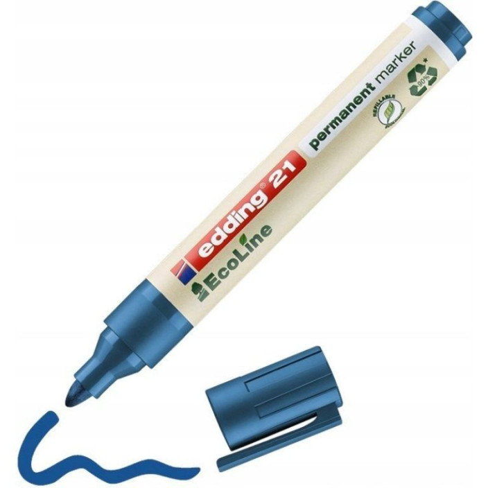 Marker EDDING Ecoline permanentny 21 okrągły 1,5-3mm niebieski (2)