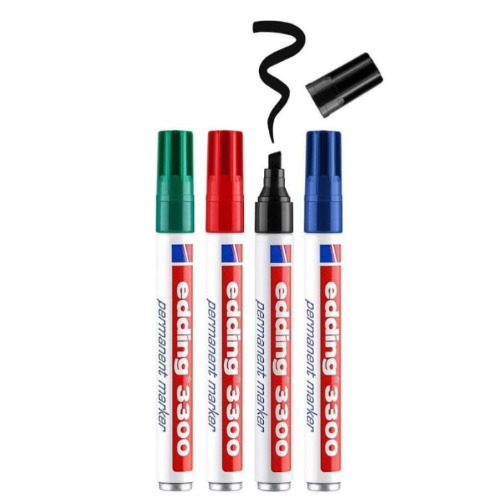 Marker EDDING permanentny 3300 ścięty 1-5mm czerwony (3)