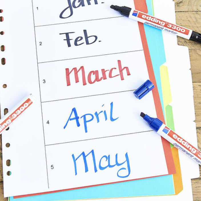 Marker EDDING permanentny 3300 ścięty 1-5mm czerwony (6)