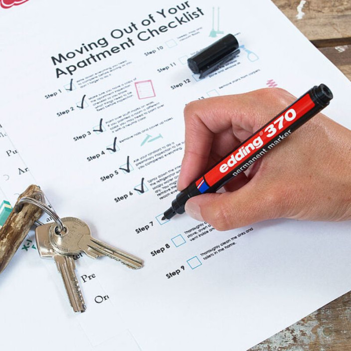 Marker EDDING permanentny 370 okrągły 1mm niebieski (3)