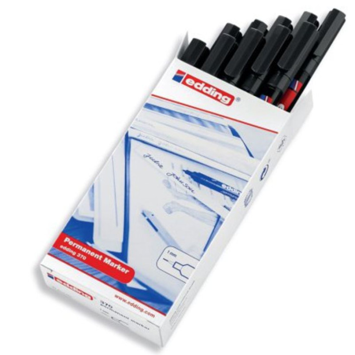 Marker EDDING permanentny 370 okrągły 1mm niebieski (4)