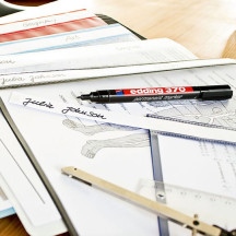 Marker EDDING permanentny 370 okrągły 1mm niebieski (5)