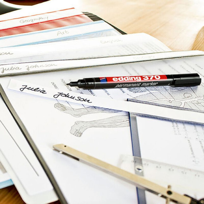 Marker EDDING permanentny 370 okrągły 1mm niebieski (5)