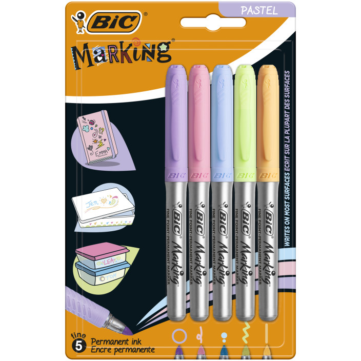 Marker permanentny BIC pastelowy komplet 5szt.