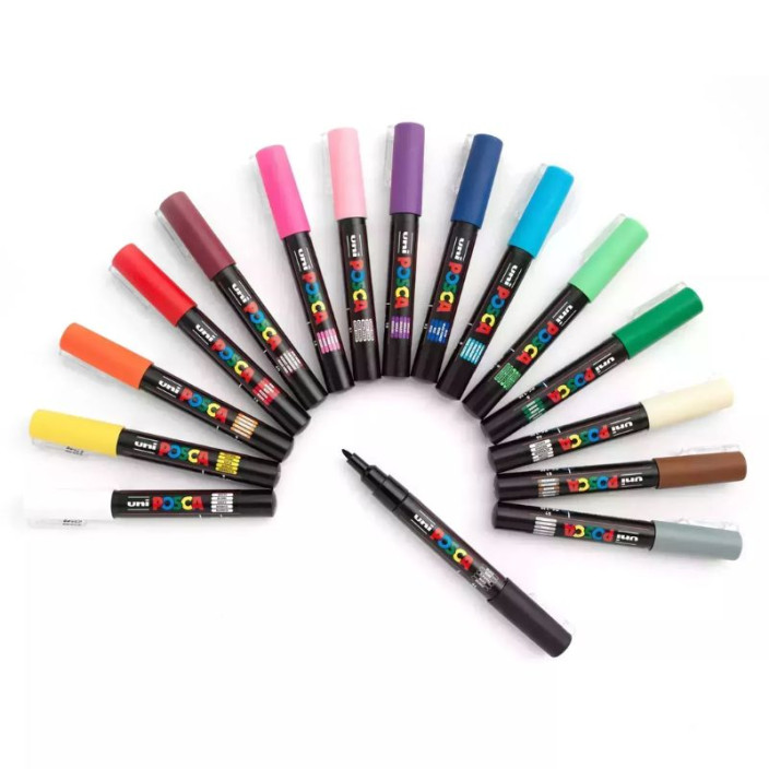 Marker UNI Posca z farbą plakatową PC-1M srebrny (4)