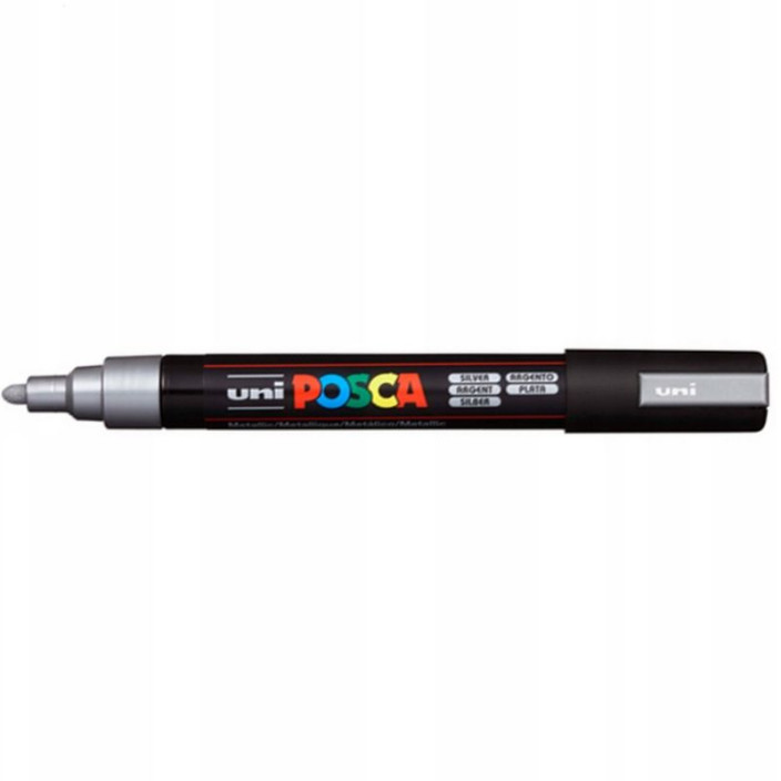 Marker UNI Posca z farbą plakatową PC-5M srebrny (1)