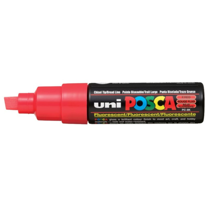 Marker UNI Posca z farbą plakatową PC-8K fluorescencyjny czerwony (1)