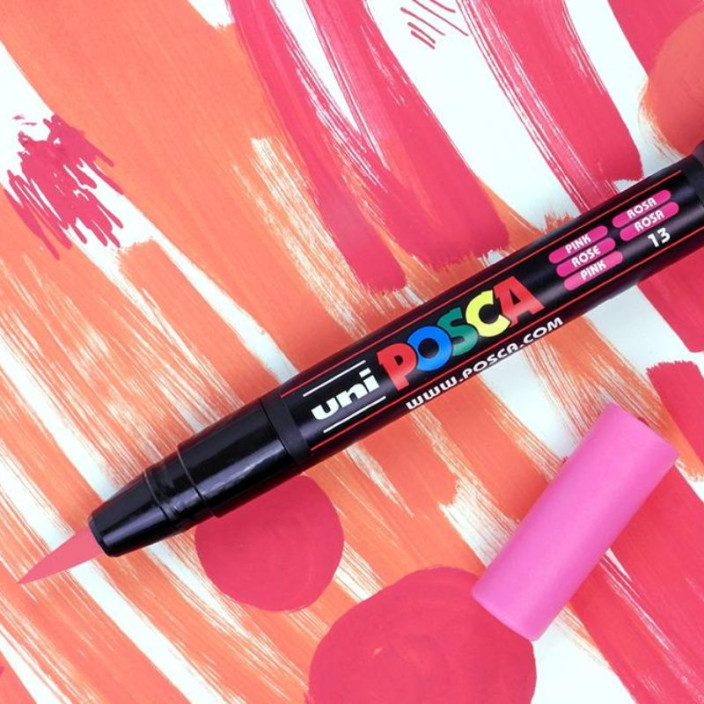 Marker UNI Posca z farbą plakatową PCF-350 srebrny (5)