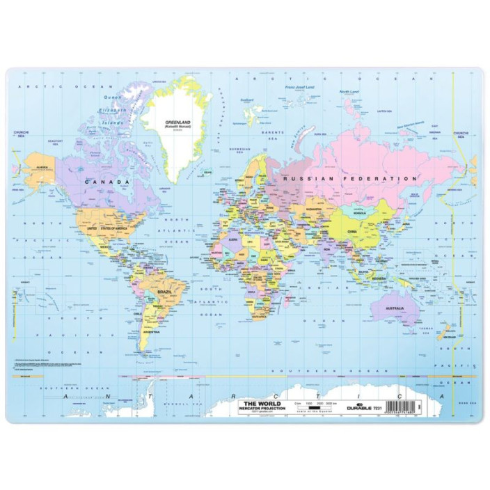 Mata na biurko DURABLE z mapą Świata 500x380mm (1)