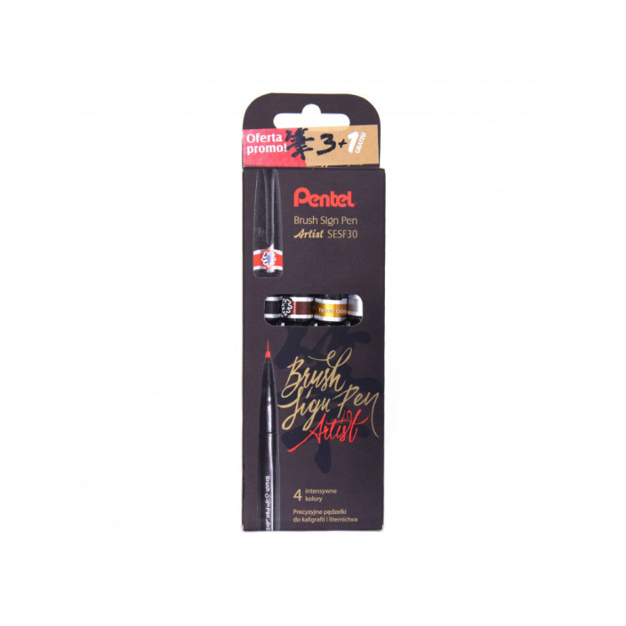 Pisak do kaligrafii PENTEL Brush Signpen Artist AEYN kpl. 4 szt.