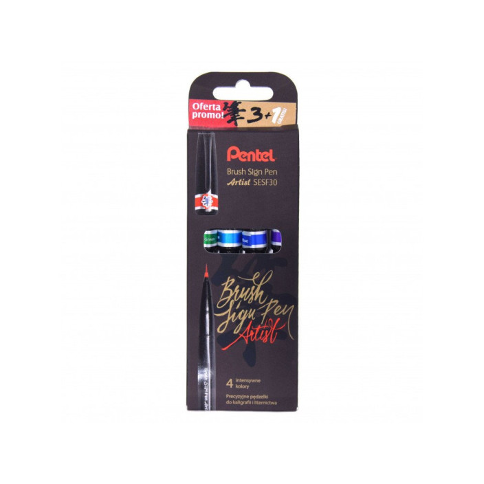 Pisak do kaligrafii PENTEL Brush Signpen Artist DSCV kpl. 4 szt.
