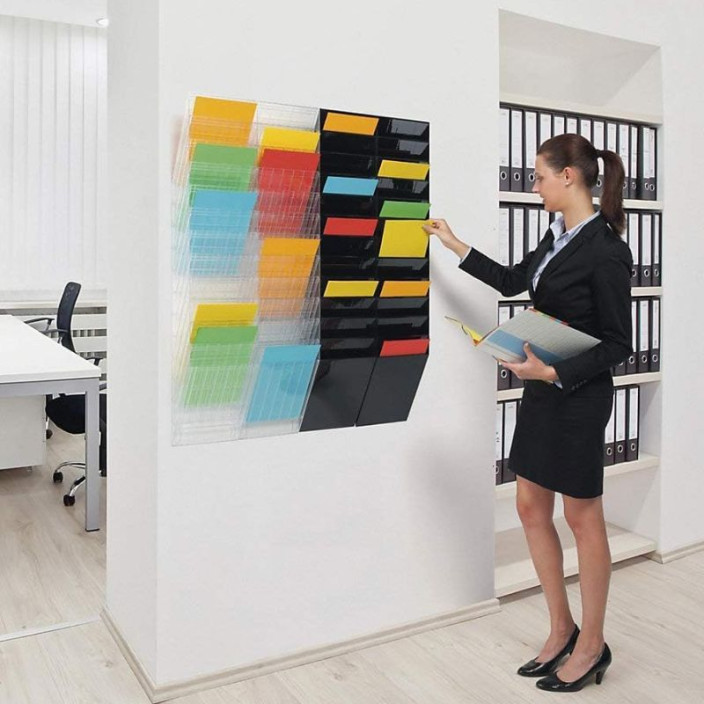 Pojemniki na dokumenty na ścianę DURABLE Flexiboxx A4 zestaw 12 sztuk pionowe białe (3)