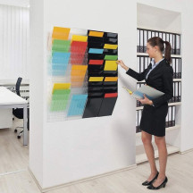Pojemniki na dokumenty na ścianę DURABLE Flexiboxx A4 zestaw 12 sztuk pionowe transparentne (3)