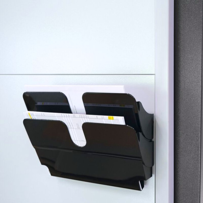 Pojemniki na dokumenty na ścianę DURABLE Flexiplus A4 zestaw 2 sztuki magnetyczne poziome czarne (4)