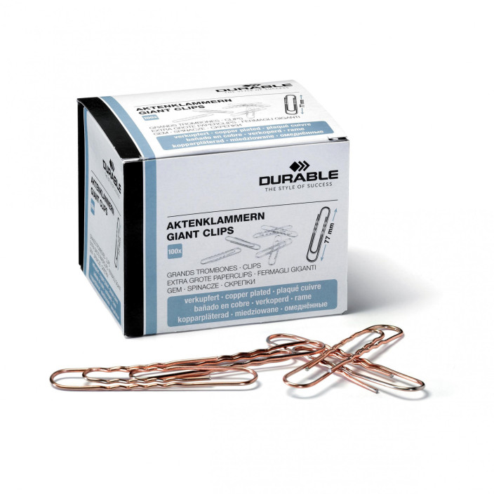 Spinacze biurowe DURABLE 77mm miedziowane 100szt (1)