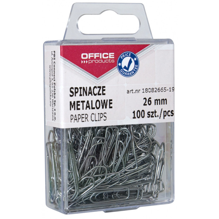 Spinacze biurowe OFFICE PRODUCTS 26mm okrągłe 100szt. w pudełku (1)