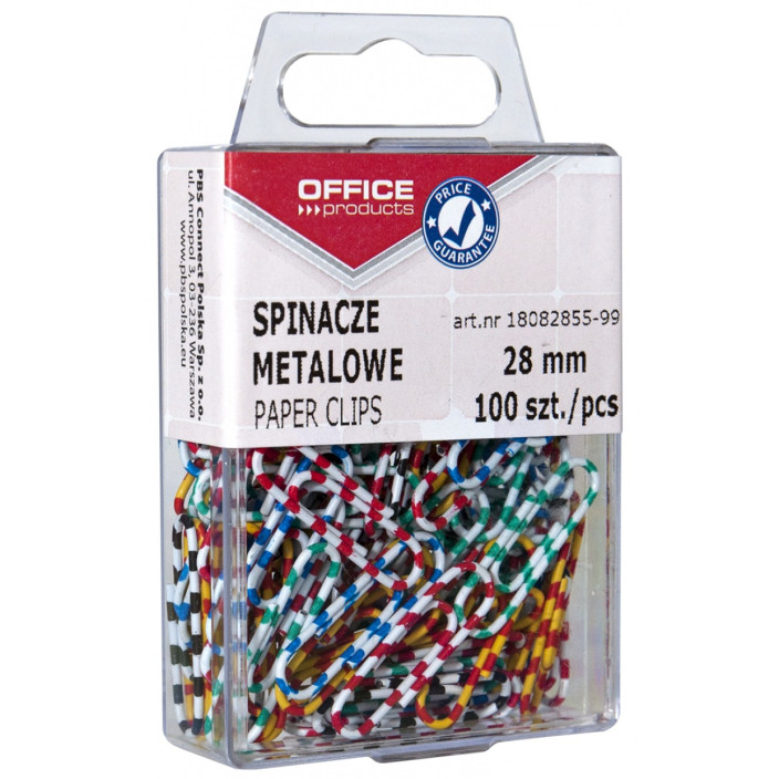Spinacze biurowe OFFICE PRODUCTS 28mm zebra 100szt. w pud. (1)
