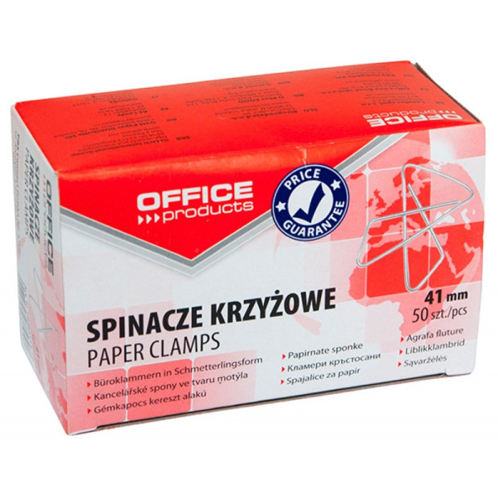 Spinacze biurowe OFFICE PRODUCTS 41mm krzyżowe 50szt. (1)