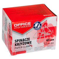 Spinacze biurowe OFFICE PRODUCTS 65mm krzyżowe 12szt.