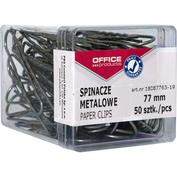 Spinacze biurowe OFFICE PRODUCTS 77mm okrągłe 50szt. w pudełku (1)