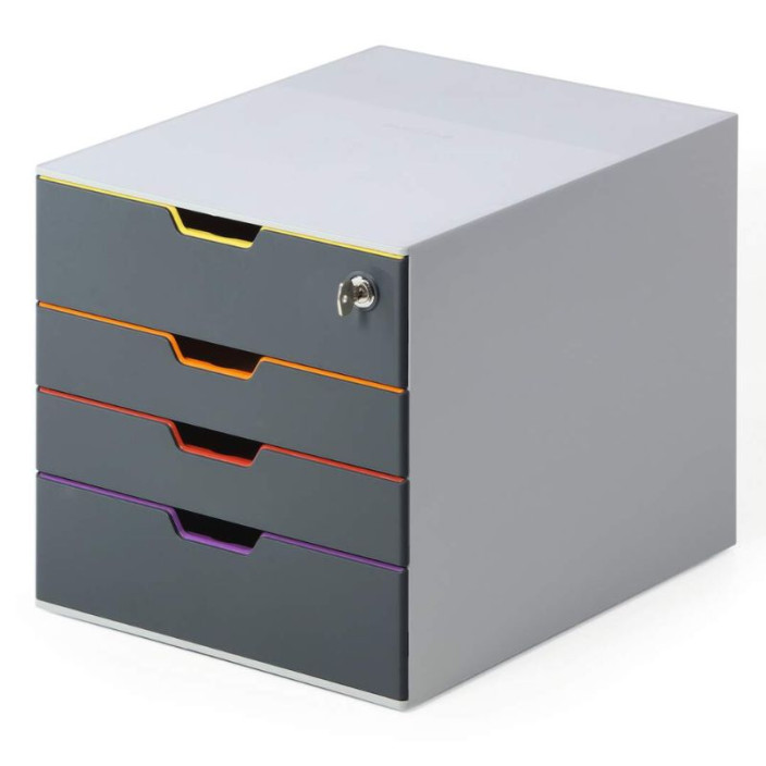 Szufladki na biurko DURABLE VARICOLOR Safe szare - 4 szuflady na klucz